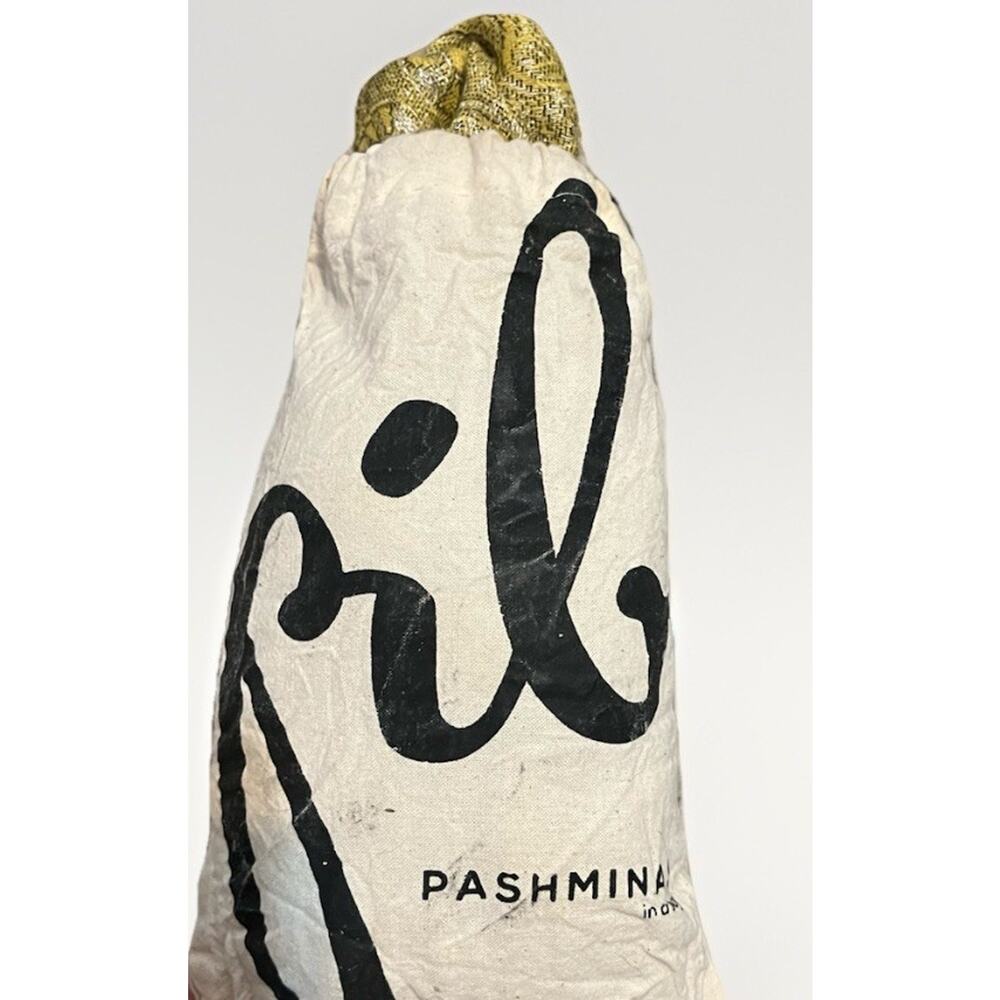 PASHMINA SILK BLEND Scarf Beautiful Unique Design Gold Design Shimmer